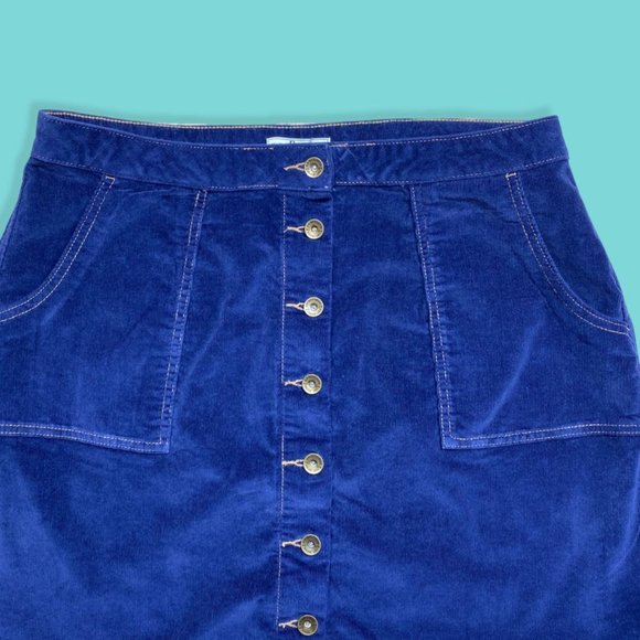 Blue Corduroy Mini Skirt - Picture 3 of 4